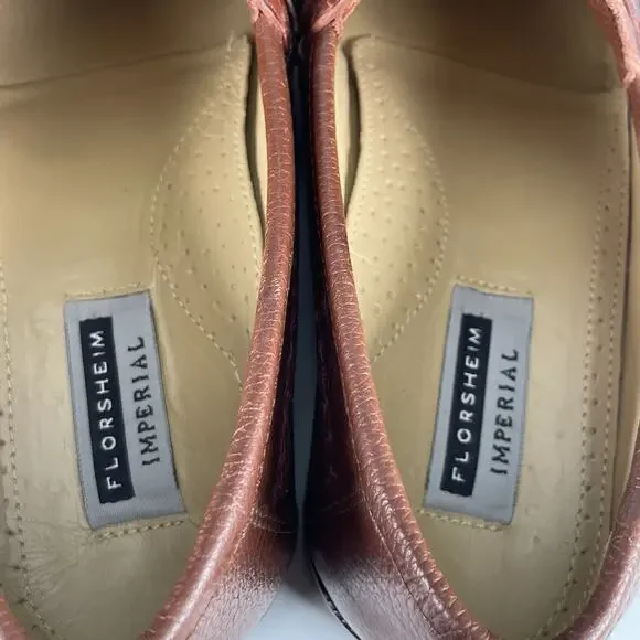 Florsheim Imperial Men’s 9 D Brown Caiman Alligator Leather Slip On Loafers EUC